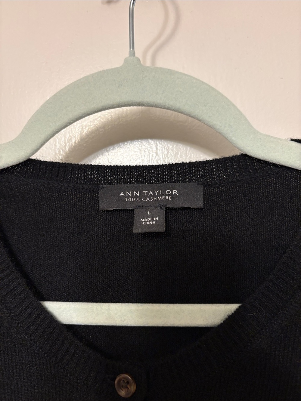 Ann Taylor 100% Cashmere Black Button-Up Crew-Neck Cardigan - Picture 2 of 8